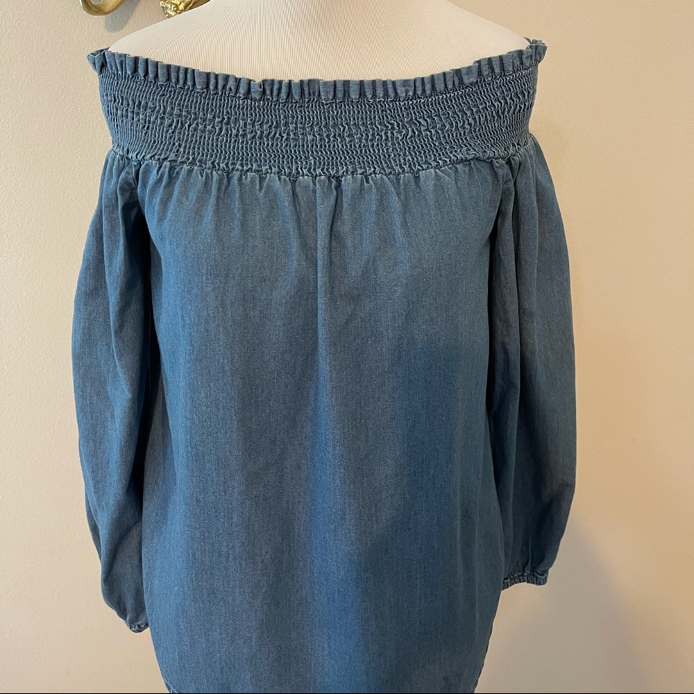 Michael Kors Off-shoulder Denim Top
